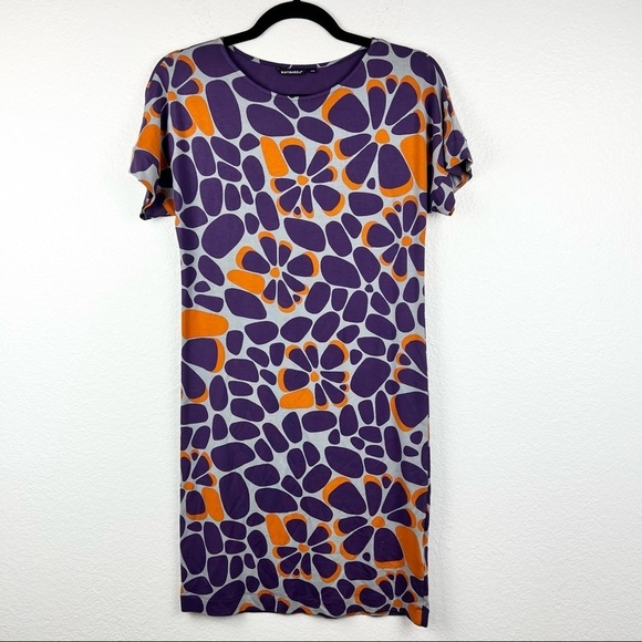MARIMEKKO Steppi Jersey Dress with Removable Tie Belt, Purple Orange, XXS - Picture 1 of 10